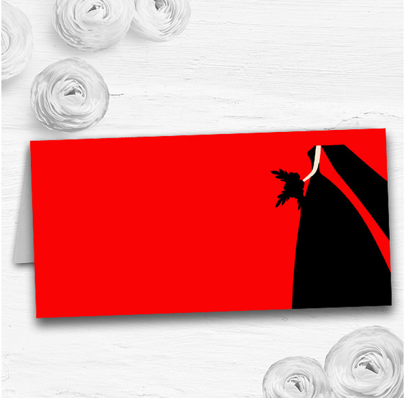 Red Black Bride Wedding Table Seating Name Place Cards