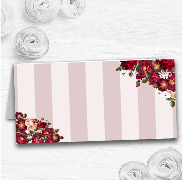 Red Rose & Stripes Vintage Wedding Table Seating Name Place Cards