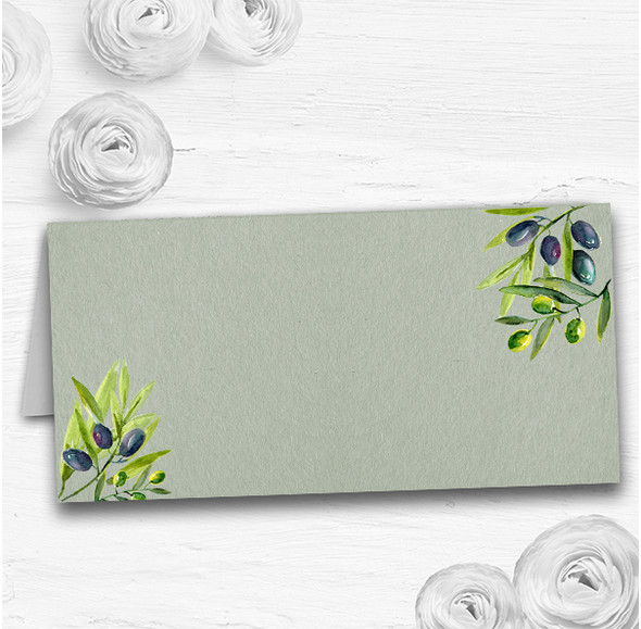 Rustic Vintage Watercolour Olive Wedding Table Seating Name Place Cards