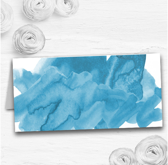 Sea Blue Watercolour Wedding Table Seating Name Place Cards