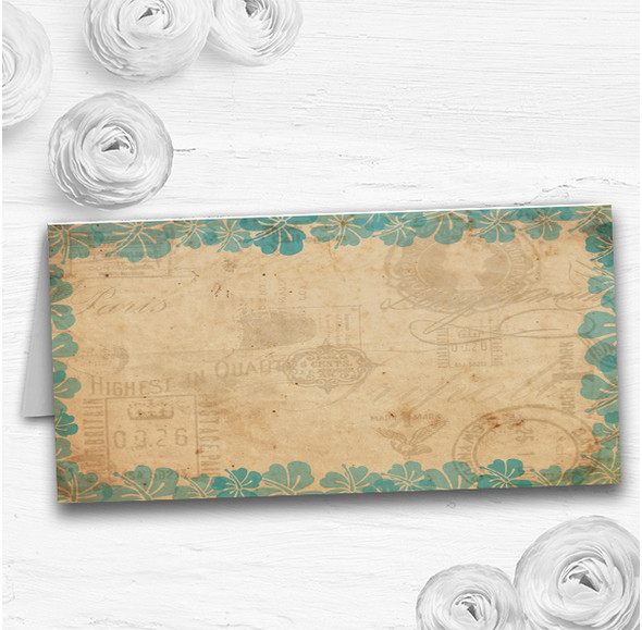 Shabby Chic Vintage Postcard Rustic Turquoise Wedding Table Name Place Cards