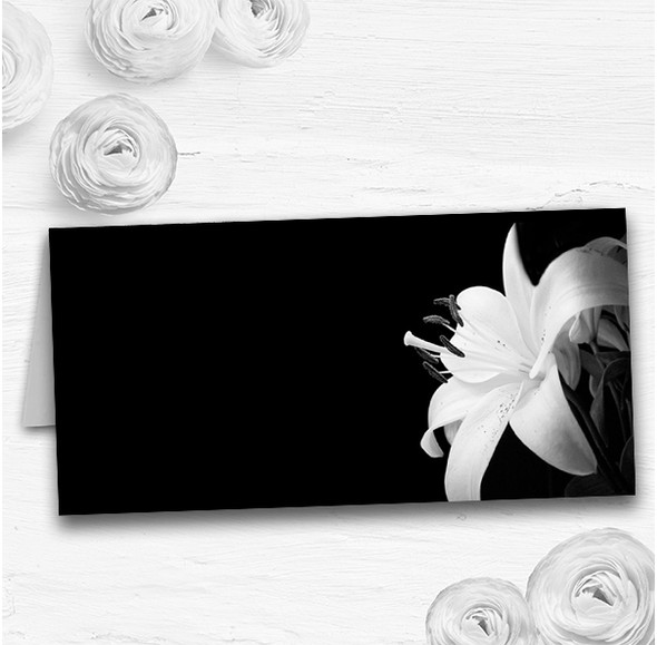 Stunning Lily Flower Black White Red Wedding Table Seating Name Place Cards