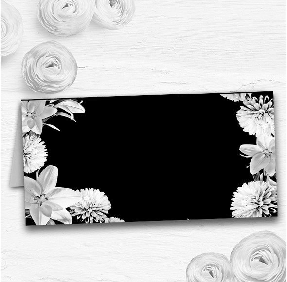 Stunning Lily Flower Black White Wedding Table Seating Name Place Cards