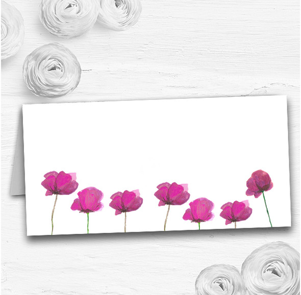 Stunning Watercolour Poppies Pink Wedding Table Seating Name Place Cards