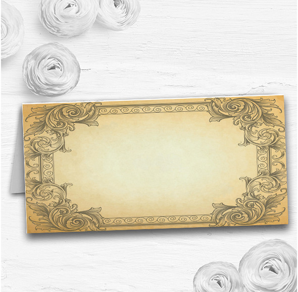 Typography Vintage Blue Postcard Wedding Table Seating Name Place Cards