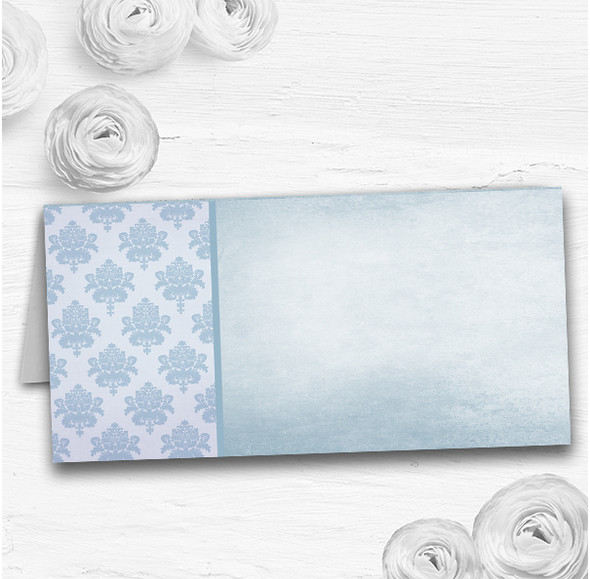 Vintage Damask Initials Powder Blue Wedding Table Seating Name Place Cards