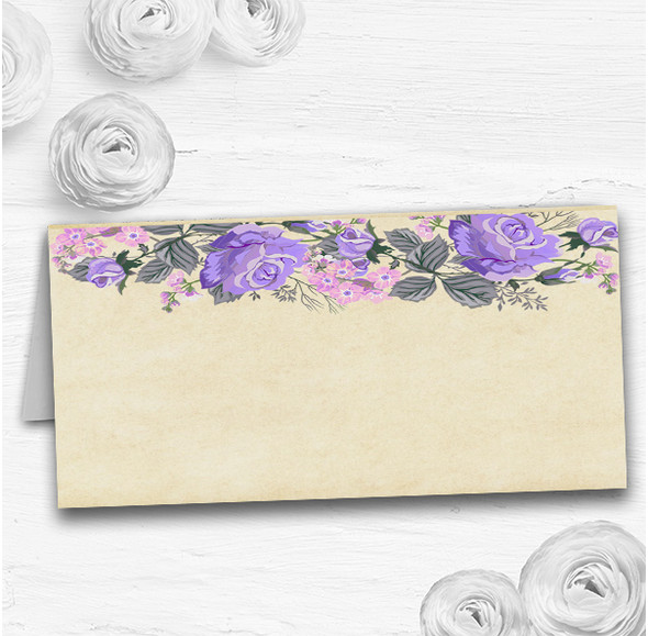 Vintage Purple & Pink Watercolour Wedding Table Seating Name Place Cards
