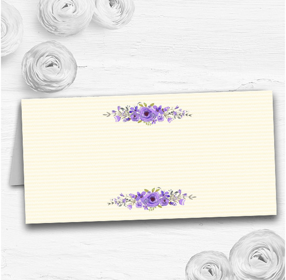 Watercolour Purple Floral Rustic Wedding Table Seating Name Place Cards