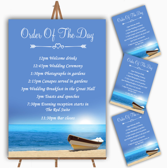 Beach Married Abroad Personalised Wedding Order Of The Day Cards & Signs