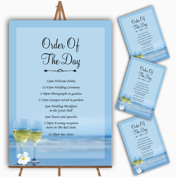 Wine On The Beach Personalised Wedding Order Of The Day Cards & Signs