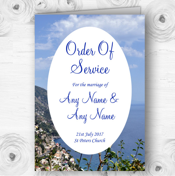 Italy Sorrento Abroad Personalised Wedding Double Sided Cover Order Of Service