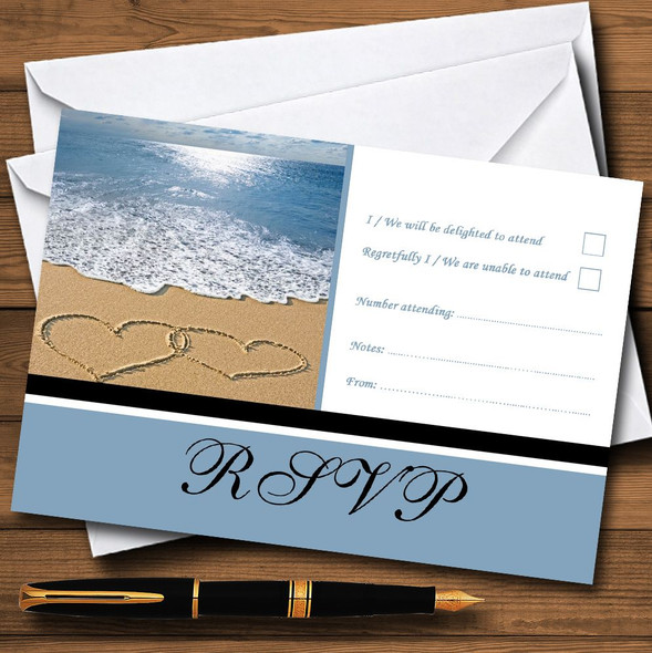 Love Heart Sand Beach Sea RSVP Cards