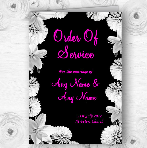 Stunning Lily Flowers Black Pink White Wedding Double Cover Order Of Service