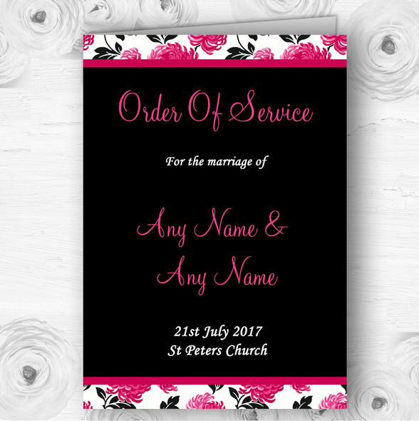 Beautiful Pink Black And White Floral Vintage Wedding Cover Order Of Service