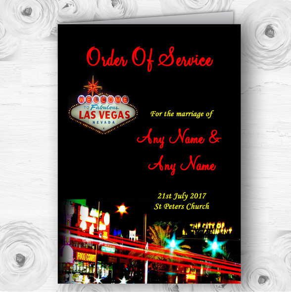 Las Vegas Strip Personalised Wedding Double Sided Cover Order Of Service