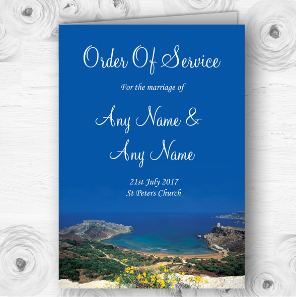 Malta Abroad Personalised Wedding Double Sided Cover Order Of Service