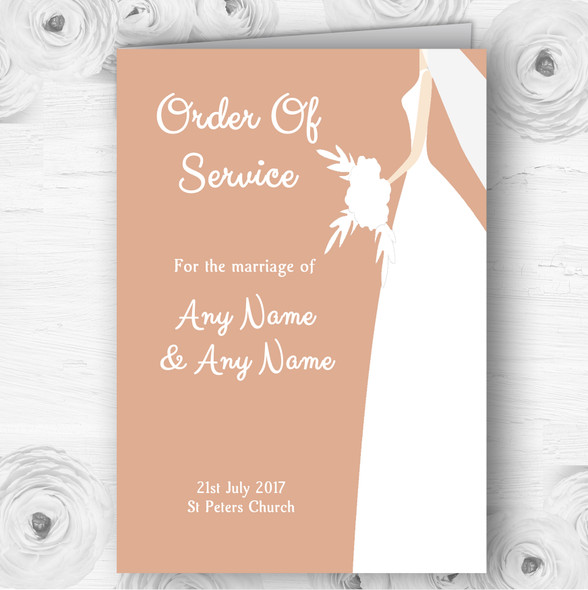 Peach Bride Personalised Wedding Double Sided Cover Order Of Service