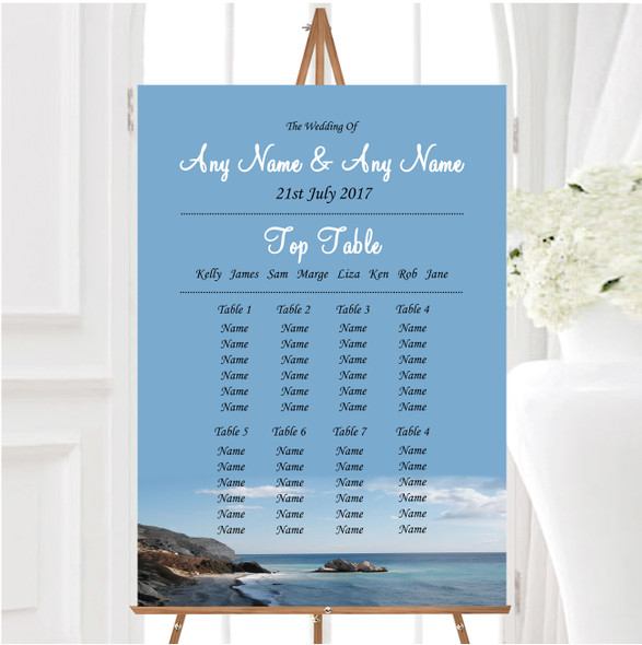View Of A Cyprus Beach Abroad Personalised Wedding Seating Table Plan