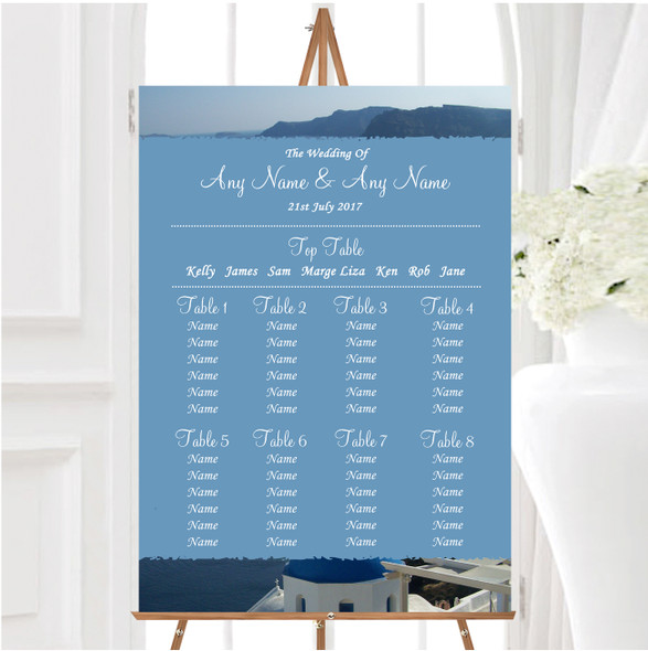 Greece Santorini Personalised Wedding Seating Table Plan