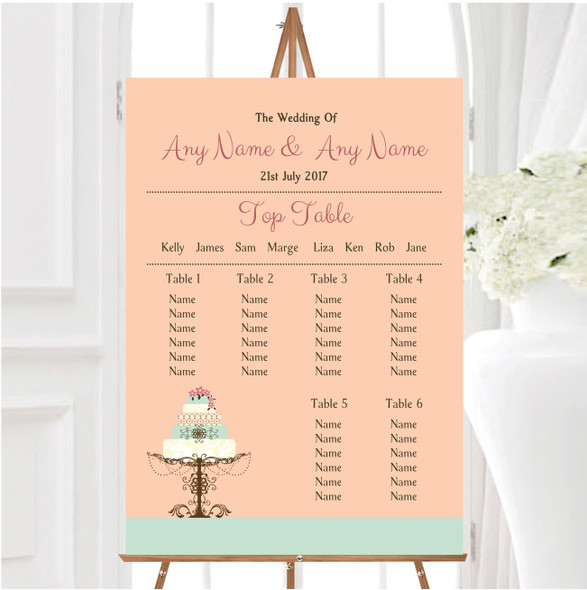 Classical Cake Personalised Wedding Seating Table Plan