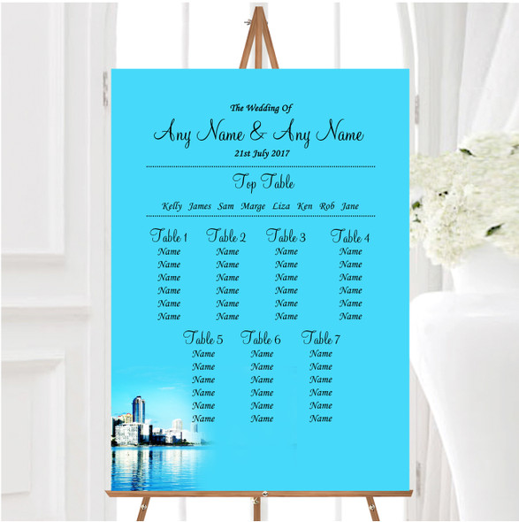 Miami Florida Personalised Wedding Seating Table Plan