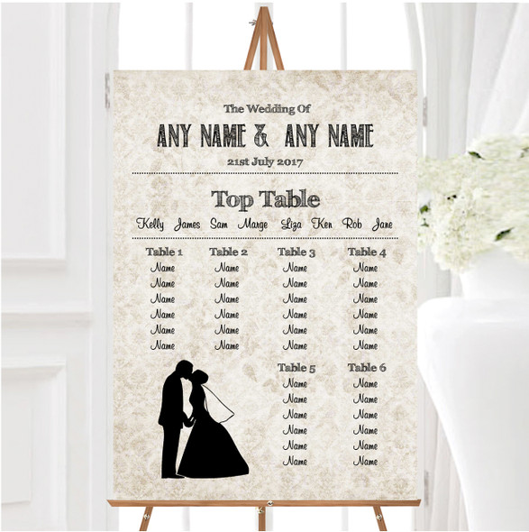 Damask Chic Personalised Wedding Seating Table Plan