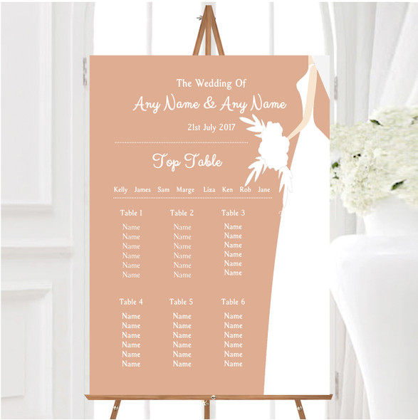 Peach Bride Personalised Wedding Seating Table Plan