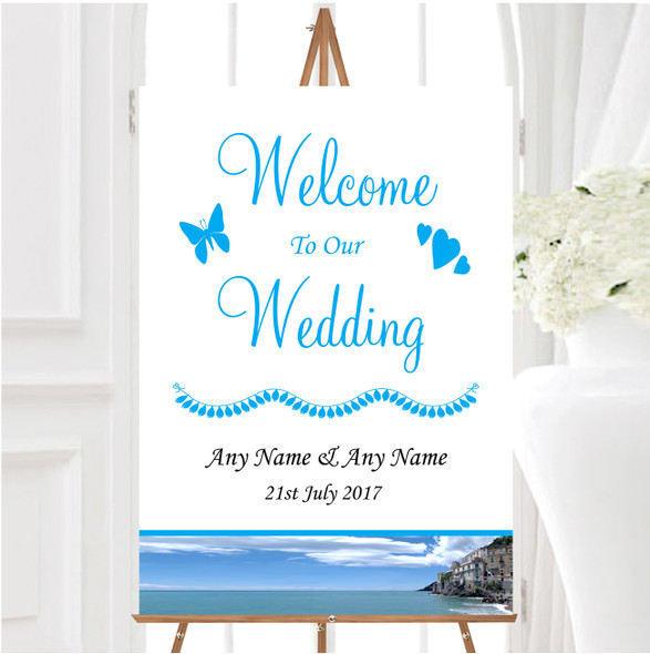 Romantic Amalfi Coast Italy Heart Personalised Any Wording Welcome Wedding Sign