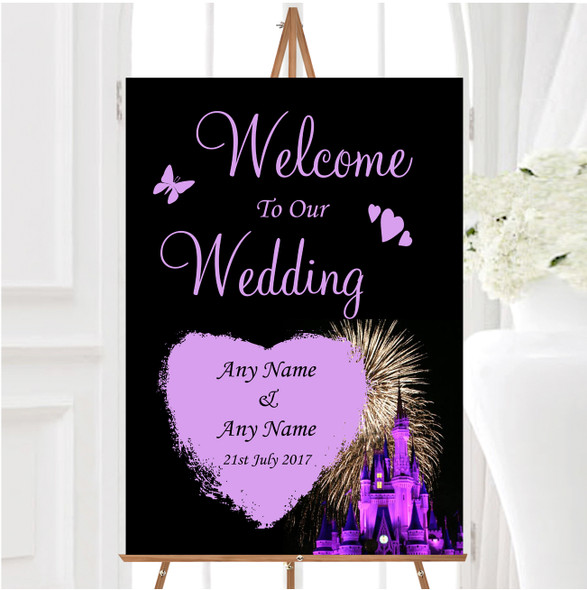 Disney Castle Fireworks Personalised Any Wording Welcome To Our Wedding Sign