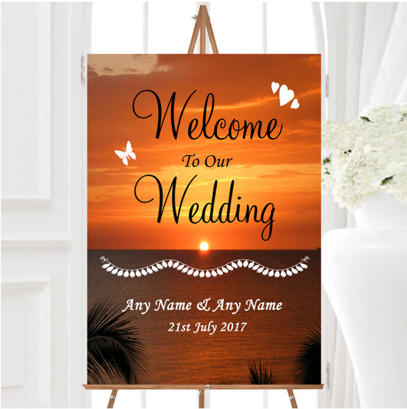 Florida Sunset Personalised Any Wording Welcome To Our Wedding Sign