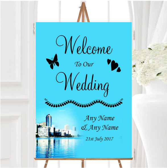 Miami Florida Personalised Any Wording Welcome To Our Wedding Sign