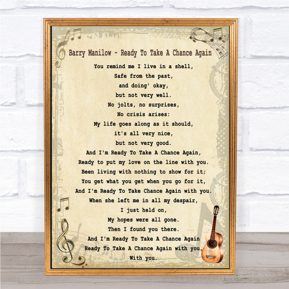 Barry Manilow Ready To Take A Chance Again Song Lyric Quote Print