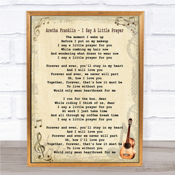 Aretha Franklin I Say A Little Prayer Song Lyric Quote Print