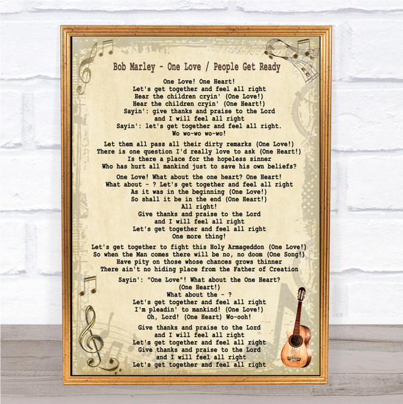 Bob Marley One Love People Get Ready Song Lyric Quote Print