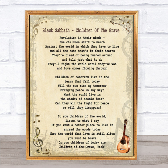 Black Sabbath Children Of The Grave Song Lyric Quote Print