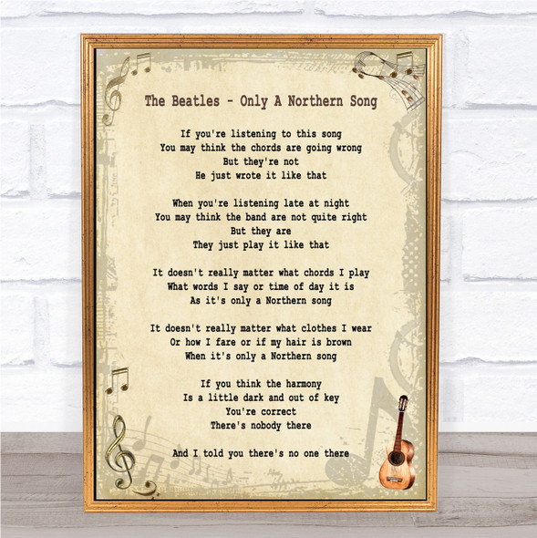The Beatles Only A Northern Song Song Lyric Quote Print