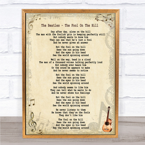 The Beatles The Fool On The Hill Song Lyric Quote Print