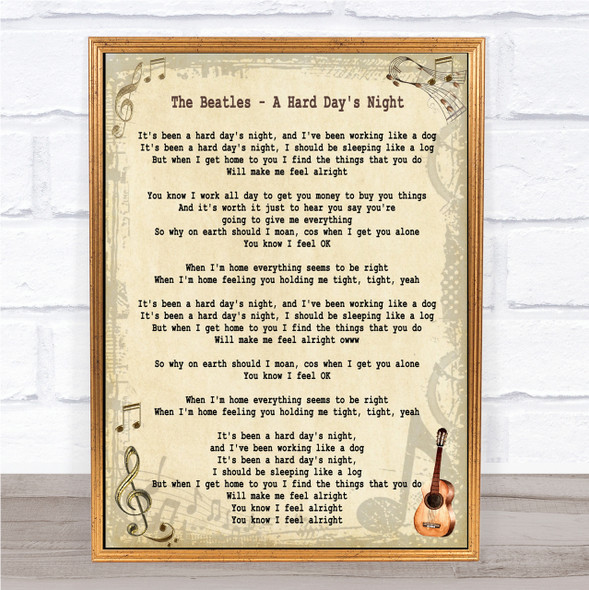 The Beatles A Hard Day's Night Song Lyric Quote Print