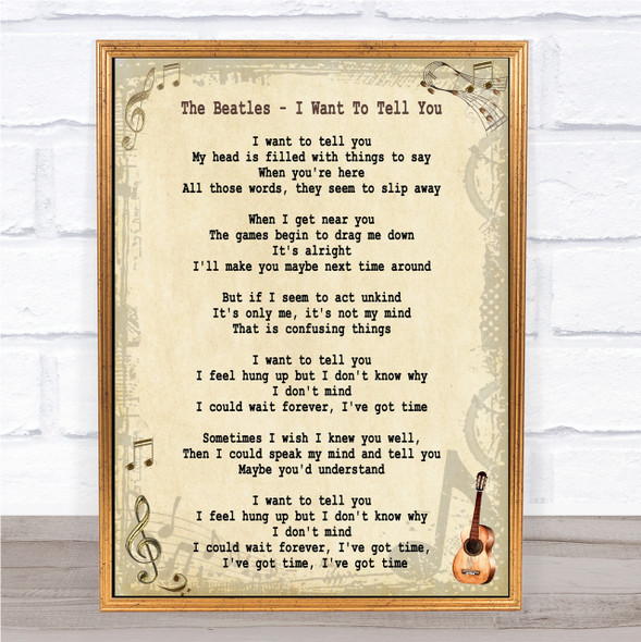 The Beatles I Want To Tell You Song Lyric Quote Print