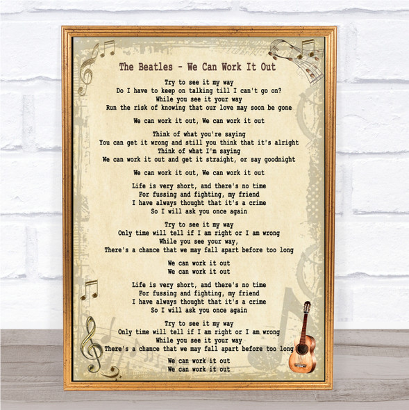 The Beatles We Can Work It Out Song Lyric Quote Print