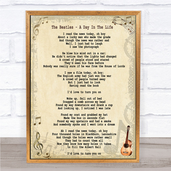 The Beatles A Day In The Life Song Lyric Quote Print