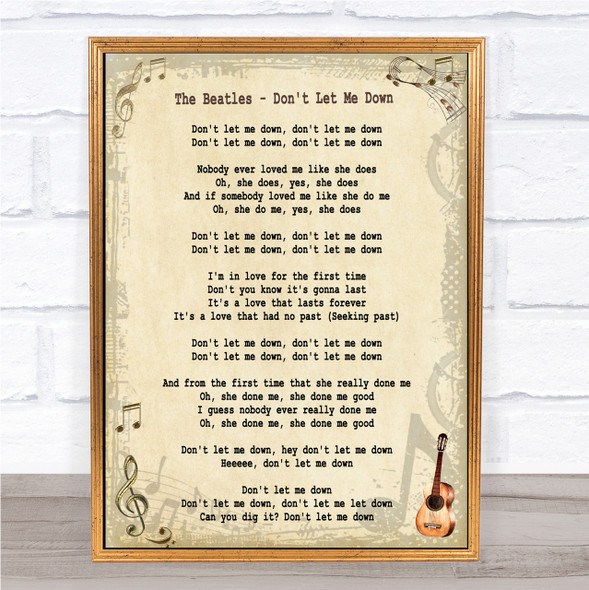 The Beatles Don't Let Me Down Song Lyric Quote Print