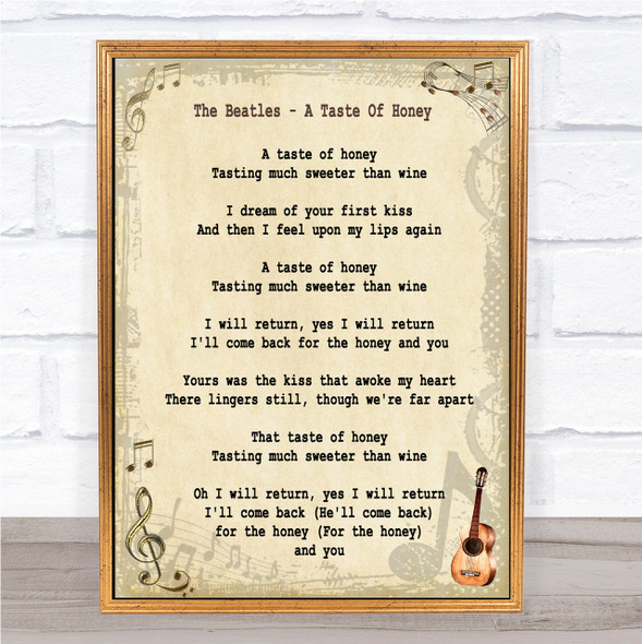 The Beatles A Taste Of Honey Song Lyric Quote Print
