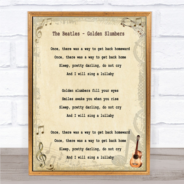 The Beatles Golden Slumbers Song Lyric Quote Print