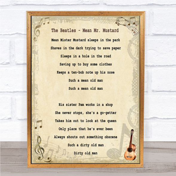 The Beatles Mean Mr Mustard Song Lyric Quote Print