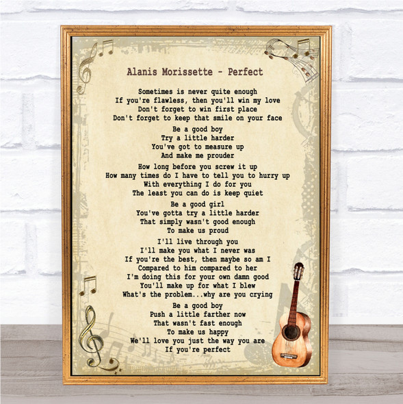 Alanis Morissette Perfect Song Lyric Quote Print