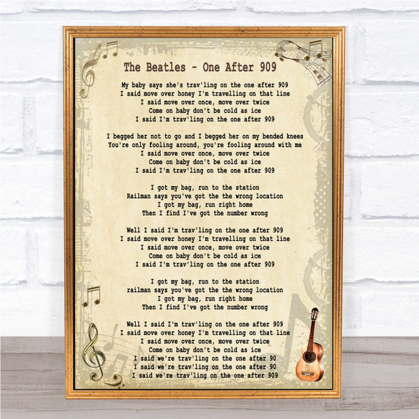 The Beatles One After 909 Song Lyric Quote Print