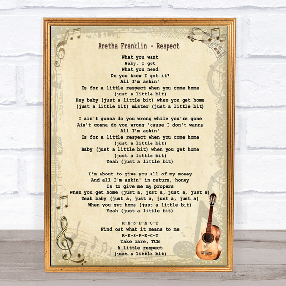 Aretha Franklin Respect Song Lyric Quote Print
