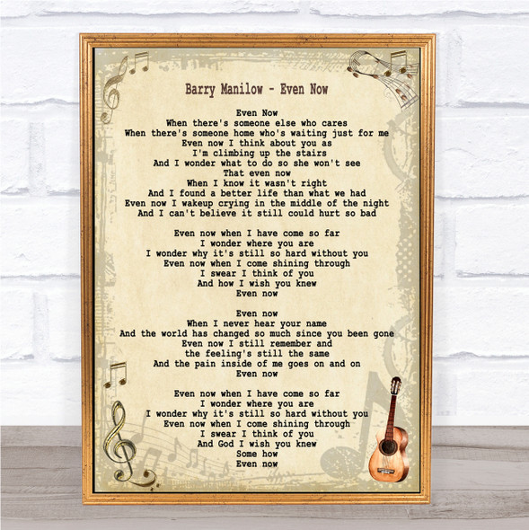 Barry Manilow Even Now Song Lyric Quote Print