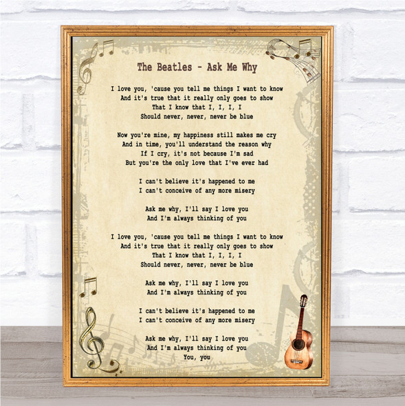 The Beatles Ask Me Why Song Lyric Quote Print